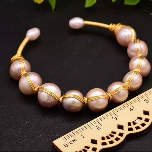 Natural Real Fresh Water Pearl Bracelet 14K gold plated *NEW* - Picture 4 of 5